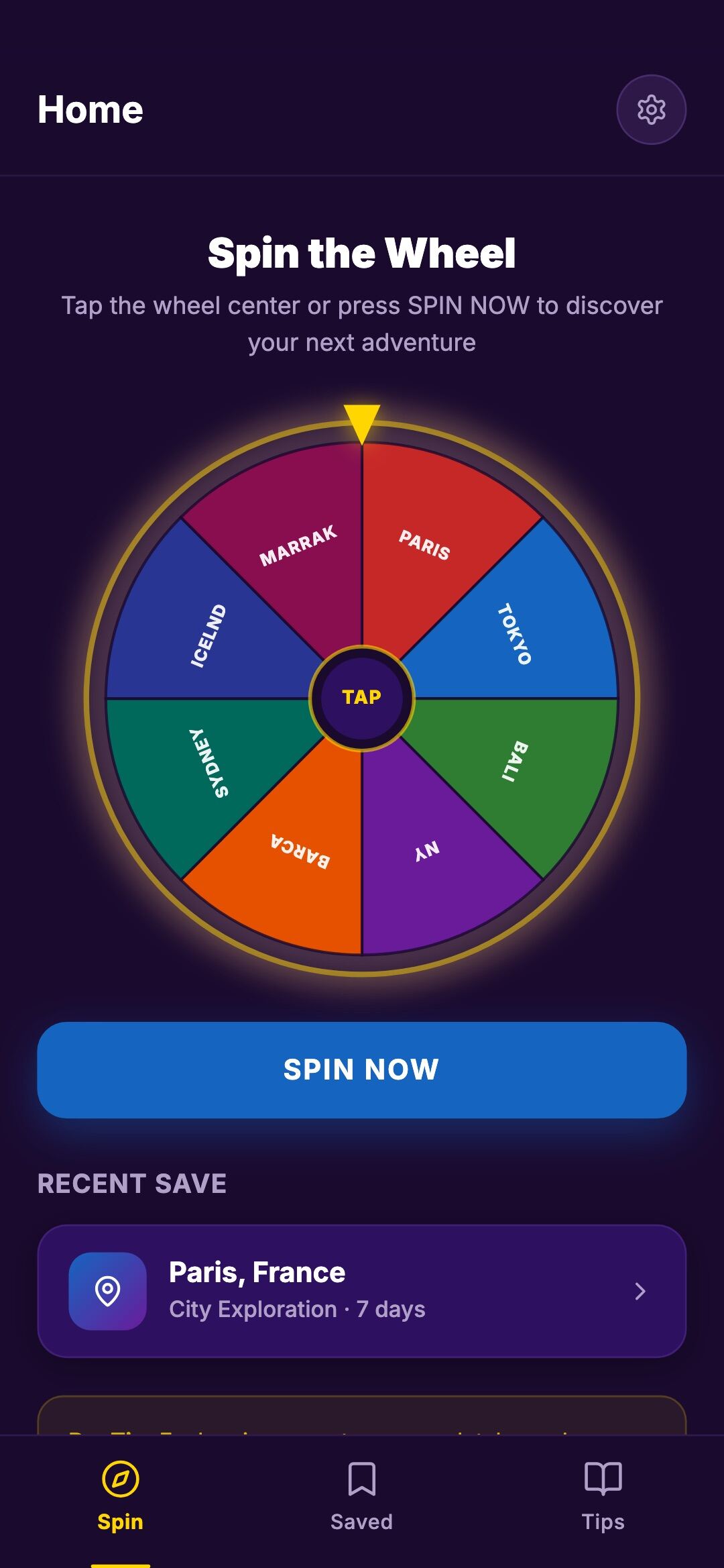 Crazy Trip Maker — Spin the Wheel